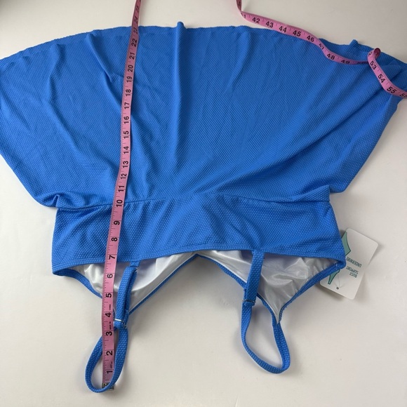 Swim Solutions Tankini Top Womens 16 Blue Textured Bust Support Underwire - Picture 9 of 9